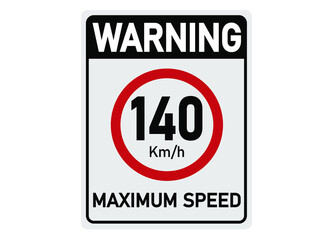 140 km per hour. Traffic sign for maximum permitted speed.
