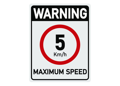5 km per hour. Traffic sign for maximum permitted speed.