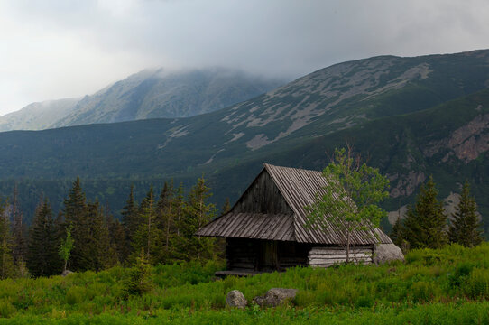 Hala Gasienicowa in Tatra mountains in summer, Zakapane, Poland. Wooden house in the Tatra mountains. Tourist attractions in Poland © Yana Staryk