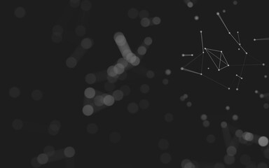 Abstract background. Molecules technology with polygonal shapes, connecting dots and lines. Connection structure. Big data visualization.