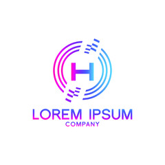 Creative Letter H logo design with point or dot symbol