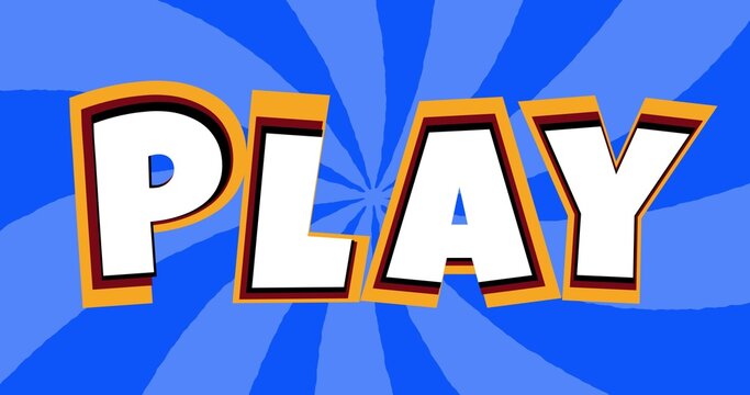 Digitally generated image of play text over blue patterned background