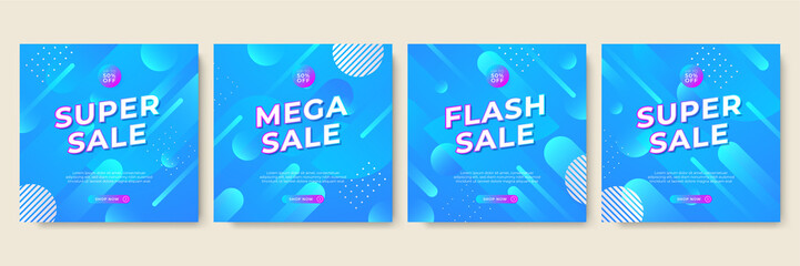 Sale and design background set with colorful abstract shapes. Special offer mega sale background template. Vector illustration promotion big super sale banner. Discount design for poster and web.
