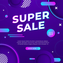 Fototapeta premium Sale and design background set with colorful abstract shapes. Special offer mega sale background template. Vector illustration promotion big super sale banner. Discount design for poster and web.
