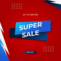 Vector Illustration Promotion Big Super Sale Banner. Discount Design For Newsletter, Poster, Social Media Template, Ads, Black Friday, Special Offer, Summer Sale, Spring Sale, Online Shopping, And Web