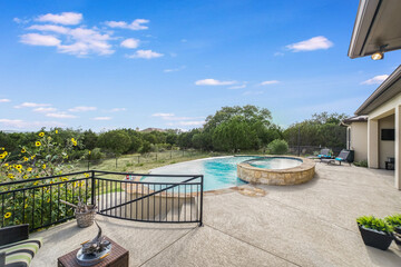 luxury swimming pool in the countryside
