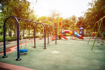 Swing for children in the public park.