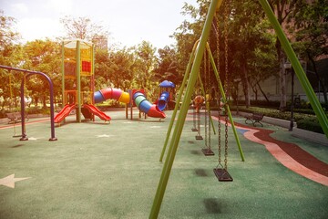 Swing for children in the public park.