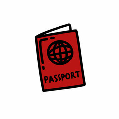 passport doodle icon, vector color line illustration