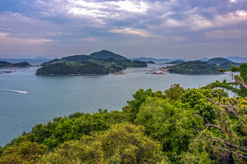 달아공원에서 본 한려수도 해상국립공원의 저녁풍경