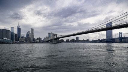View of Manhattan and the Brooklyn Bridge from Brooklyn in New York City