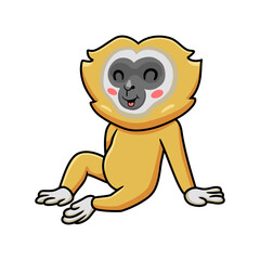 Cute little gibbon cartoon sitting