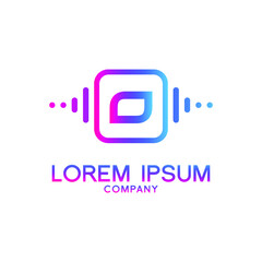 letter O with Pulse music player element. Logo template electronic music, equalizer, store, dj, nightclub, disco. Audio wave logo concept, Multimedia Technology themed, Abstract Shape vector