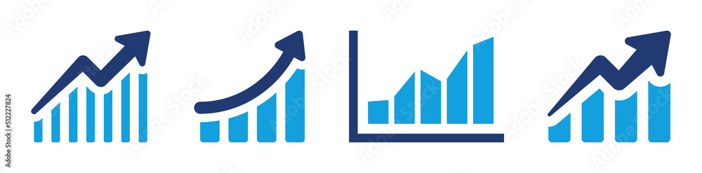 Poster Chart icon vector set. Increasing data graph symbol for growth, progress and intensity concept illustration.