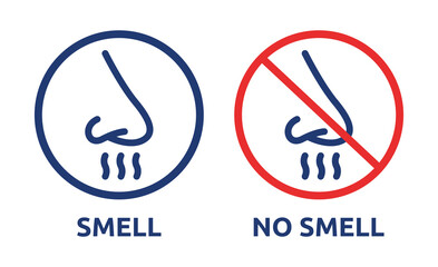 Smell and No Smell sign symbol with nose icon vector illustration. - obrazy, fototapety, plakaty