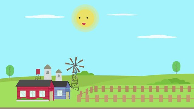 Farmland with night to day background