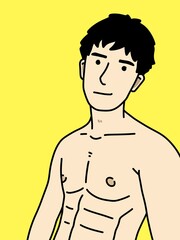 Fototapeta premium cute man cartoon on yellow background