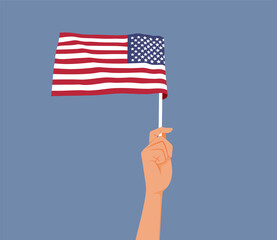Fototapeta Hand Holding a USA Flag Vector Cartoon Illustration obraz