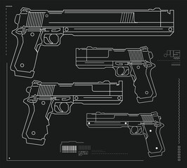 Handguns variety Cyberpunk Style Concept design.