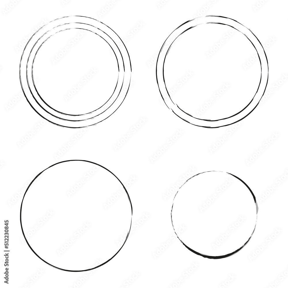 Poster circle frame set. design element. different grunge frame shapes. stock image.