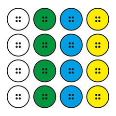 Retro set colored clothes buttons. Design element. Art collection. Vector illustration. stock image.