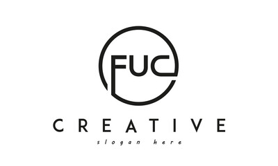 initial FUC three letter logo circle black design	
