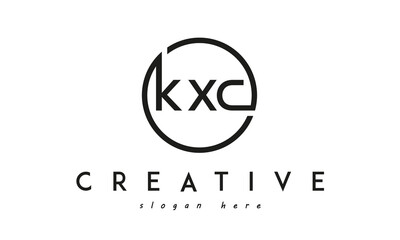 initial KXC three letter logo circle black design	