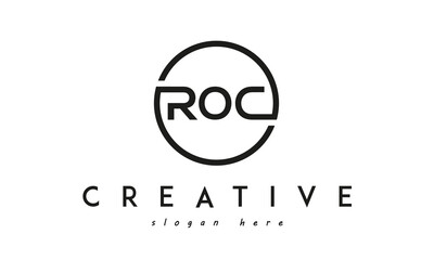 initial ROC three letter logo circle black design