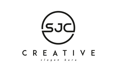 initial SJC three letter logo circle black design