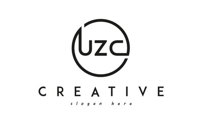 initial UZC three letter logo circle black design