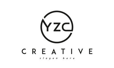 initial YZC three letter logo circle black design