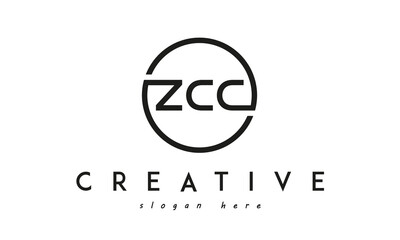 initial ZCC three letter logo circle black design