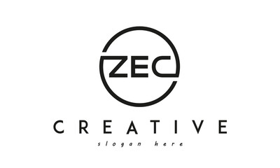 initial ZEC three letter logo circle black design