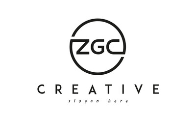 initial ZGC three letter logo circle black design