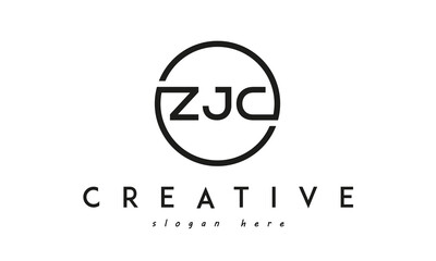 initial ZJC three letter logo circle black design