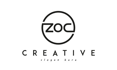 initial ZOC three letter logo circle black design