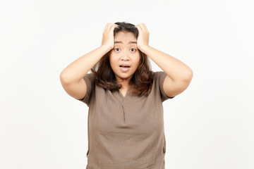 Shocked face expression of Beautiful Asian Woman Isolated On White Background