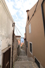 narrow street in the old town of island country