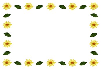 ヒマワリと葉っぱ　フレーム