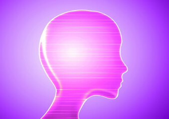 サイエンステクノロジーの概念で光輝くロボットの横顔の3dイラスト