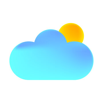 blue cartoon cloud sun on light background. Vector illustration. stock image.