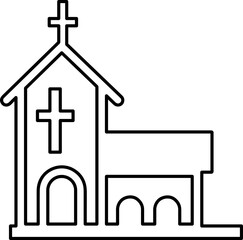 Church bulding line icon set. Icons of christian religion. Flat style line art.eps