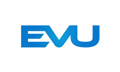 Connected EVU Letters logo Design Linked Chain logo Concept	