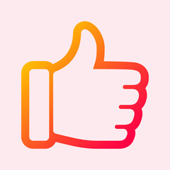 Obraz premium Thumbs-up flat outline icon vector illustration 