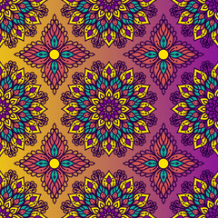 Abstract geometric ethnic mandala seamless pattern design. Aztec fabric carpet mandala ornaments textile decorations wallpaper. Tribal boho native mandalas turkey traditional embroidery vector 