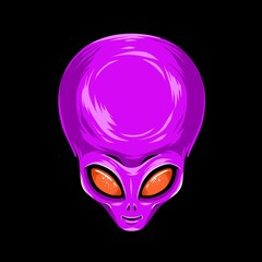 purple alien head vector illustration