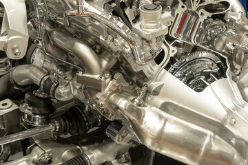 自動車エンジンのクローズアップ
