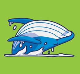 cute blue whale jumping. isolated cartoon animal illustration. Flat Style Sticker Icon Design Premium Logo vector. Mascot Character