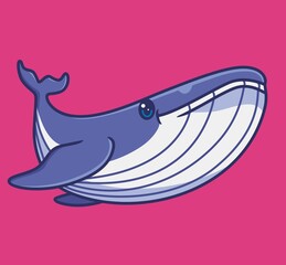 cute blue whale nature. isolated cartoon animal illustration. Flat Style Sticker Icon Design Premium Logo vector. Mascot Character