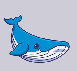 cute blue whale swim. isolated cartoon animal illustration. Flat Style Sticker Icon Design Premium Logo vector. Mascot Character